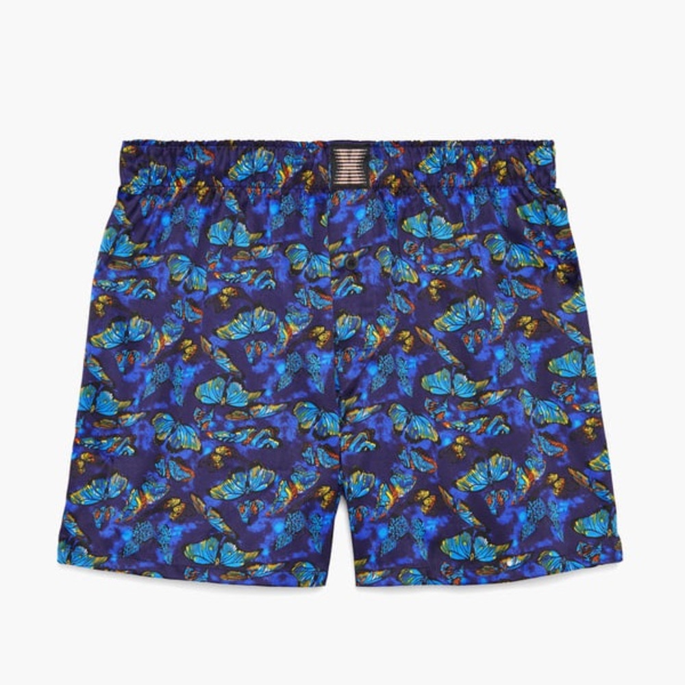 Blue Butterfly satin boxers